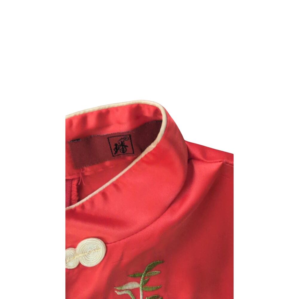 Cheongsam Qipao Embroidered Dress Mandarin Collar Frog Buttons M - Picture 3 of 4